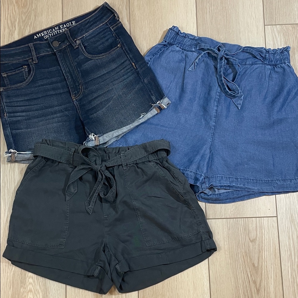 Lot of 3 American Eagle/Aerie/H&M High Rise Shortie Shorts